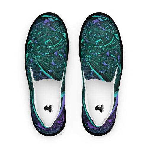 Cyber Organic Herren-Canvas-Slipper von majorprint, bequeme Sportschuhe für Männer, seitlich sichtbare weiße Sohlen.