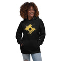 Industrial Grunge Splatter Logo Unisex-Kapuzenpullover in schwarz und gelb von majorprint