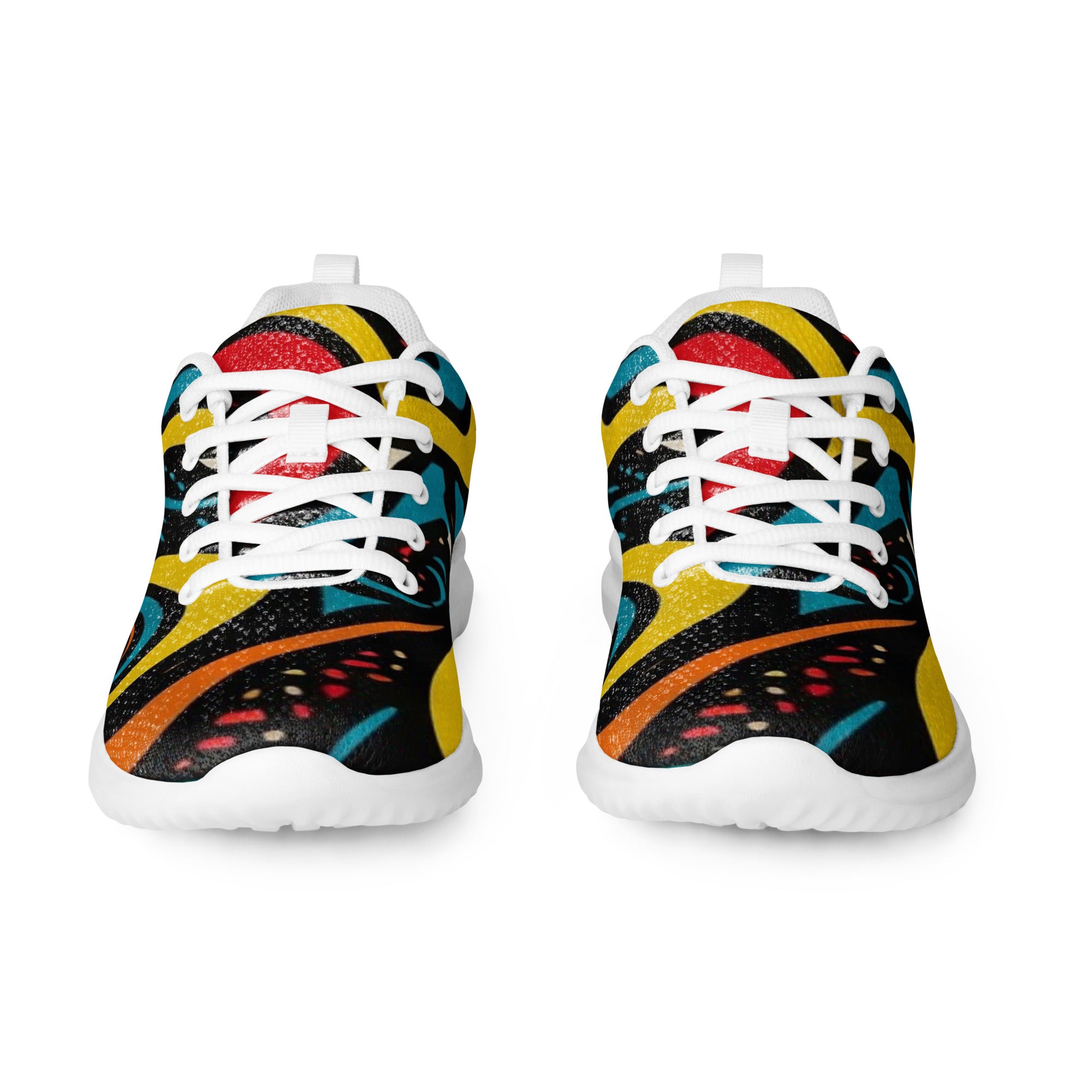 Weiße Herren-Turnschuhe von Majorprint mit abstraktem Hippie-Flow-Design, sportliche Athletic-Schuhe für Männer
