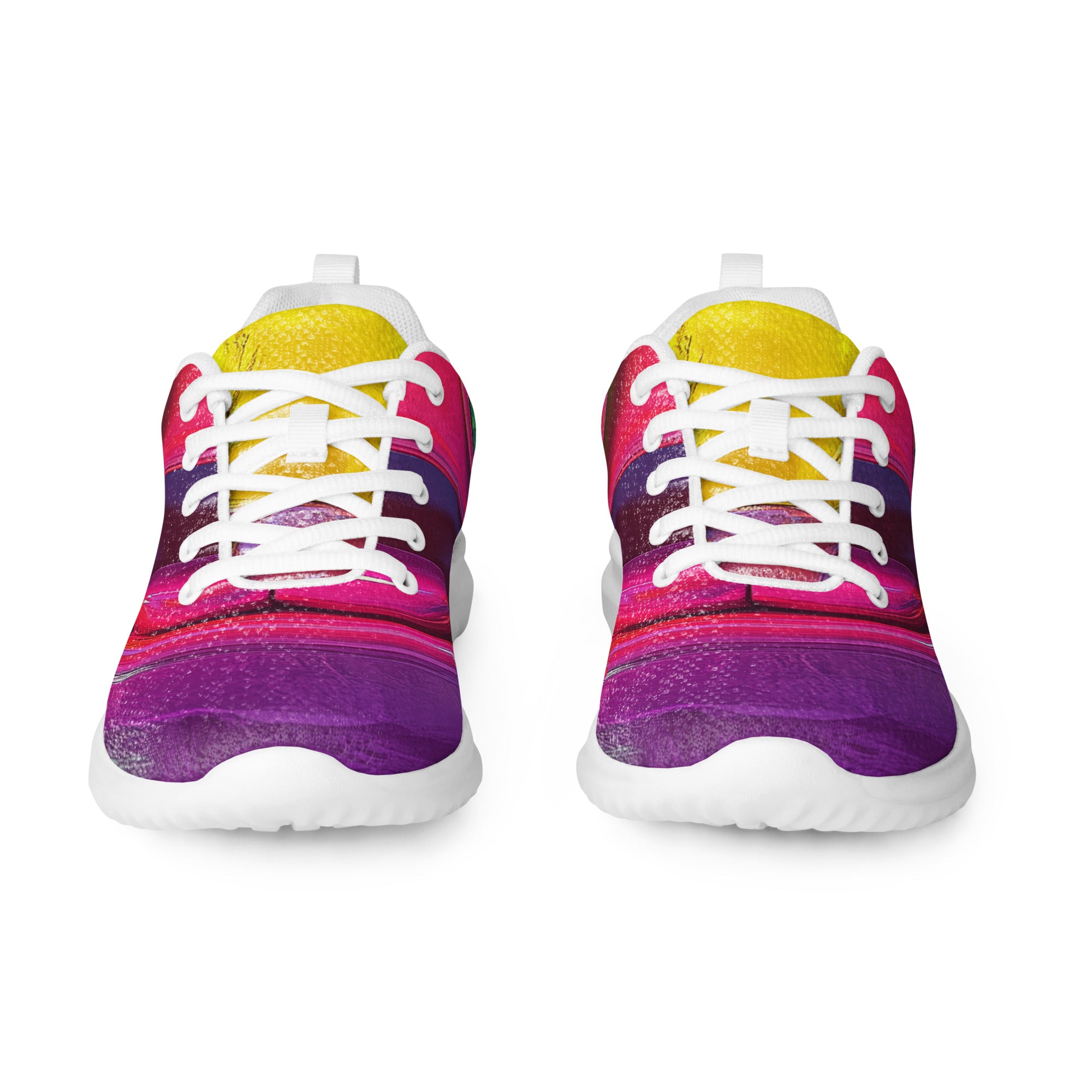Weiße Pop Art Expression Herren-Turnschuhe von majorprint, sportliche Schuhe mit auffälligem Design.