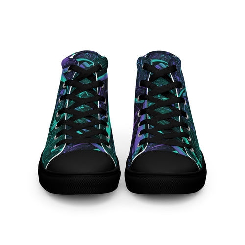 Cyber Organic High-Top Leinenschuhe für Herren in Schwarz, vorneansicht, robuste Canvas-Schuhe von Majorprint
