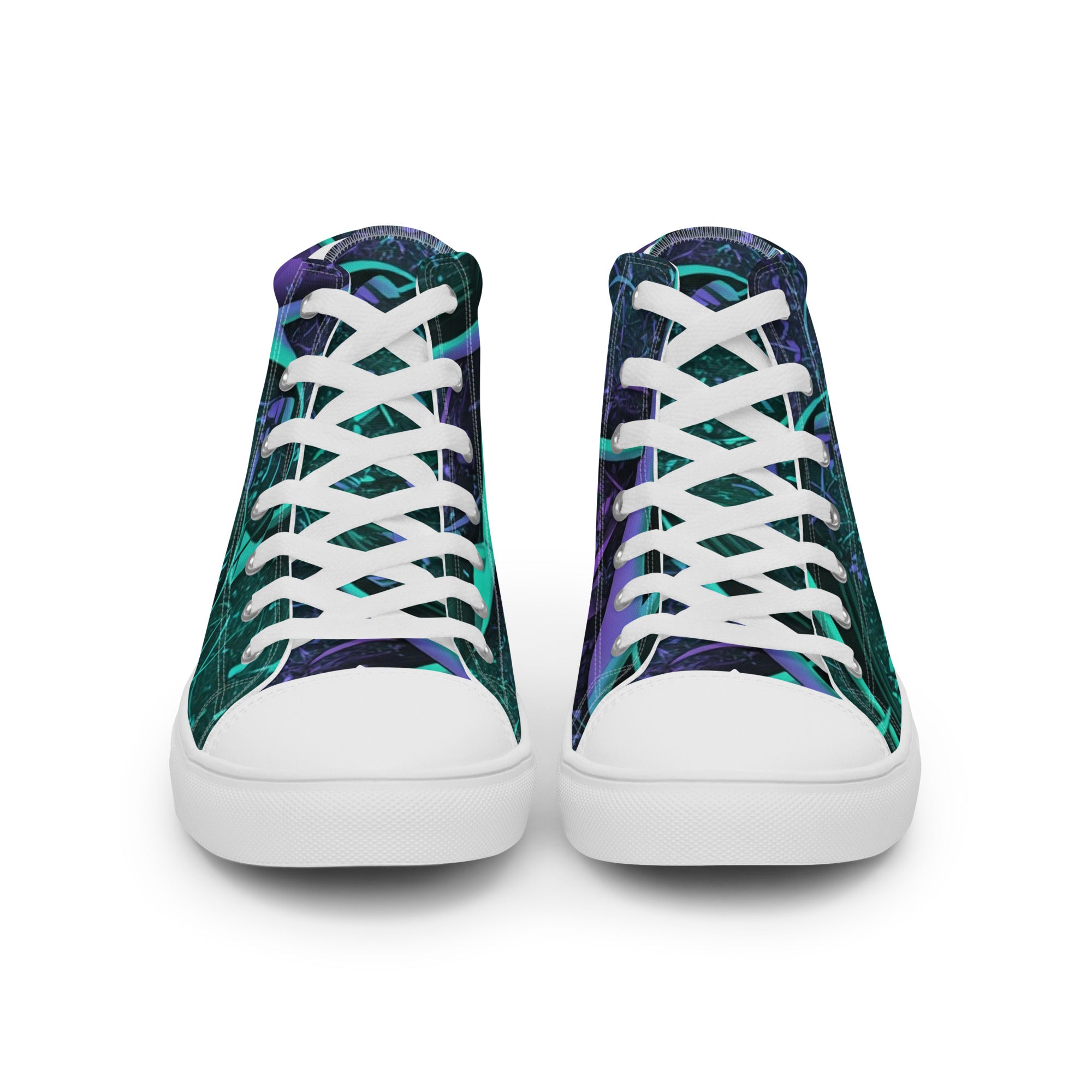 Männer-High-Top-Leinenschuhe von majorprint, weiße Canvas-Schuhe mit frontaler Ansicht, modischer Sneaker für Herren