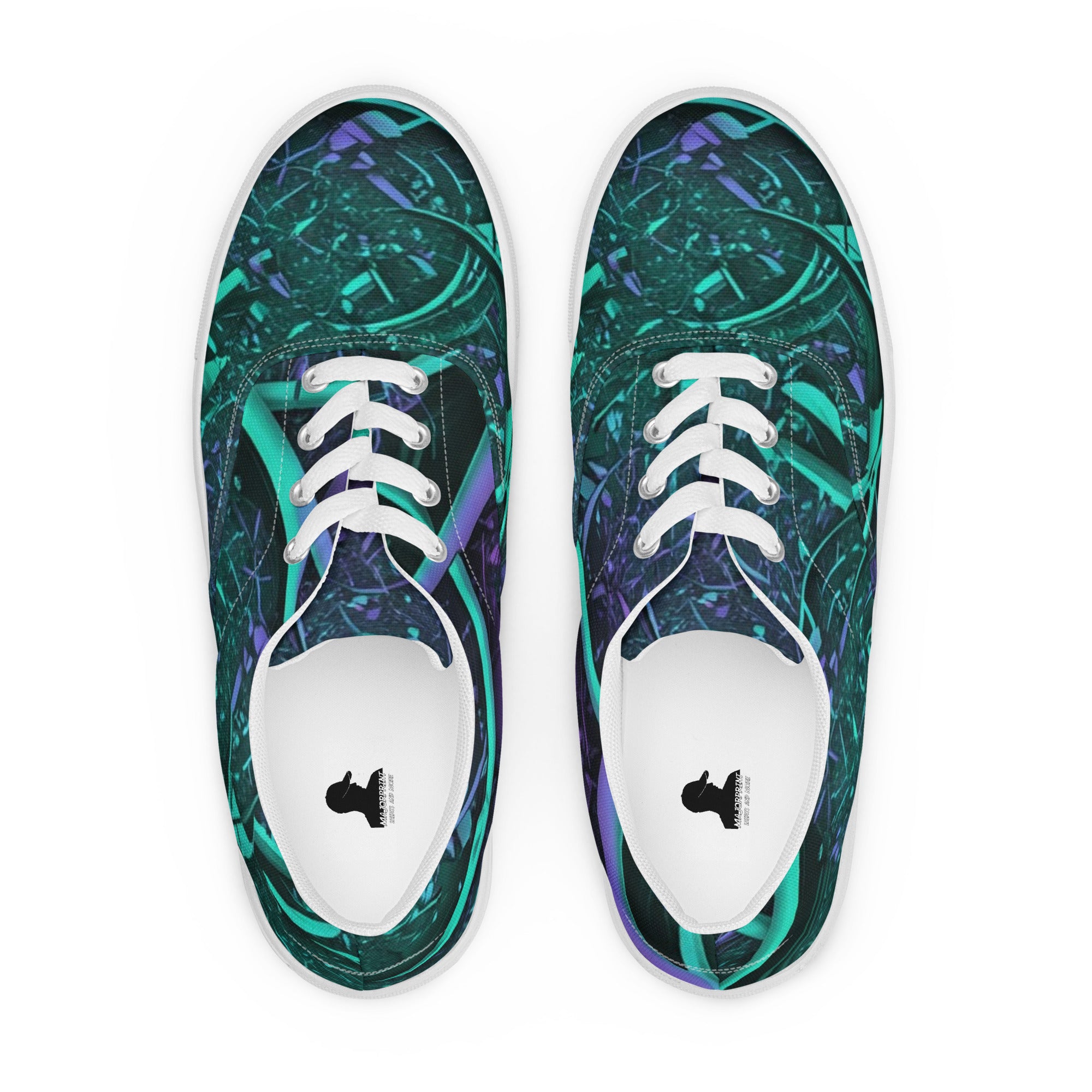 Herren-Canvas-Schuhe von majorprint, weiße Sportschuhe mit Schnürung, frontale Ansicht, langlebiges Material, modischer Casual-Look