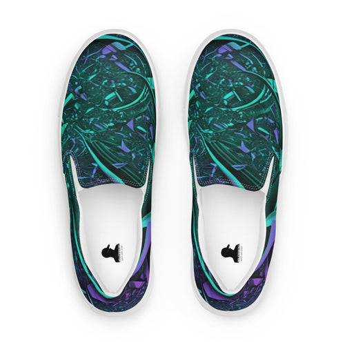 Cyber Organic Herren-Canvas-Slipper von majorprint, weiße Slipper mit bequemer Passform, vorne sichtbar.