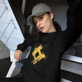 Industrial Grunge Splatter Logo Unisex-Pullover in schwarz un gelb von majorprint