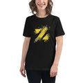 Industrial Hazard Logo Lockeres Damen-T-Shirt in schwarz und gelb von majorprint