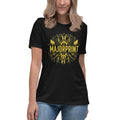 Majorprint II abstraktes Lockeres Damen-T-Shirt in schwarz und gelb