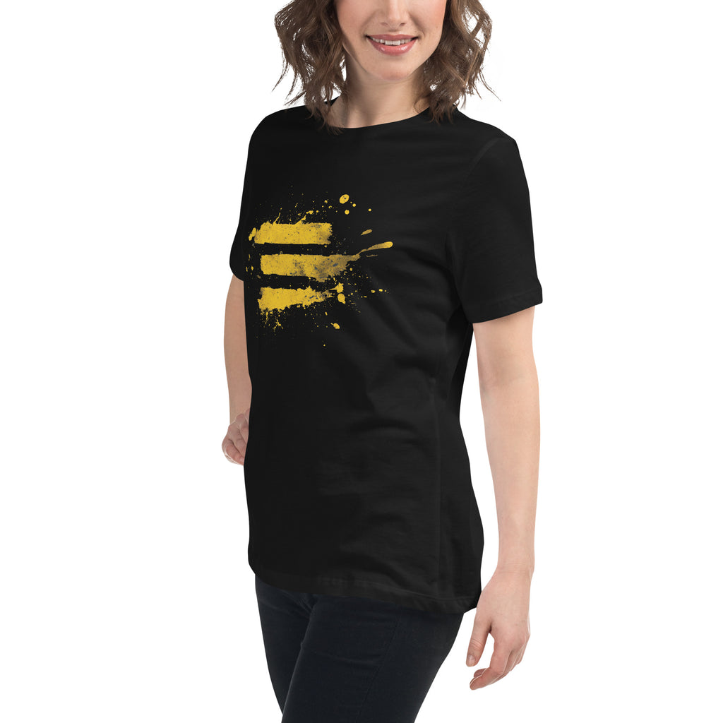 Industrial Stripe Splash Lockeres Damen-T-Shirt in schwarz und gelb von majorprint