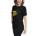 Industrial Stripe Splash Lockeres Damen-T-Shirt in schwarz und gelb von majorprint